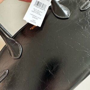 COACH Black Fabric Handbag with Tan Leather Patch and Gold Zip